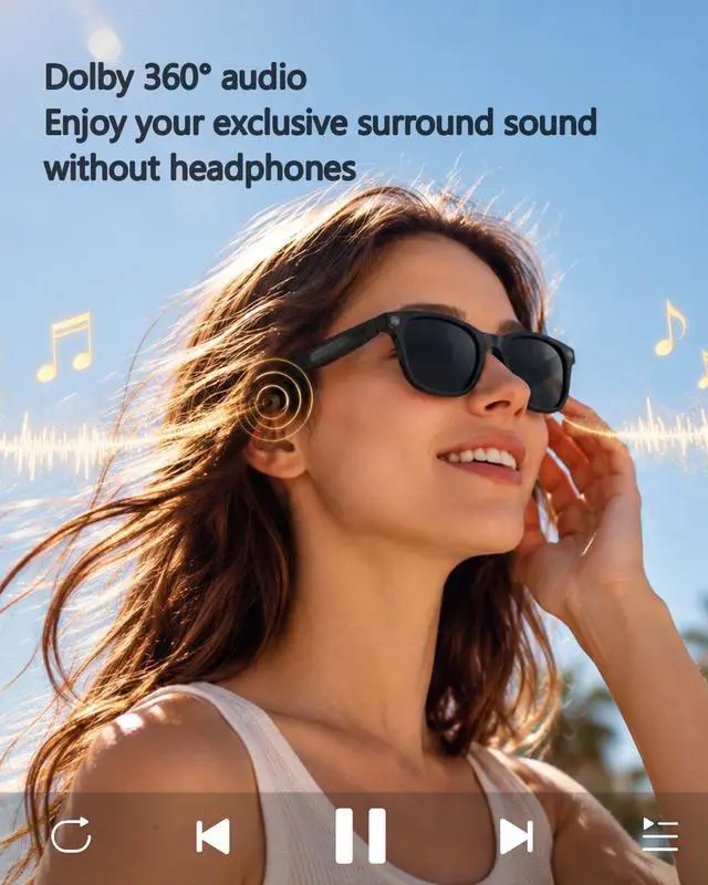 Alt view image 4 of 7 - AI Smart Glasses with Camera,8MP Photo Camera Sunglasses,1080P Video Recording Glasses with Dual Mic Noise Cancellation,Bluetooth,Real-Time Translation,for Men Women(Sunglass Lenses)