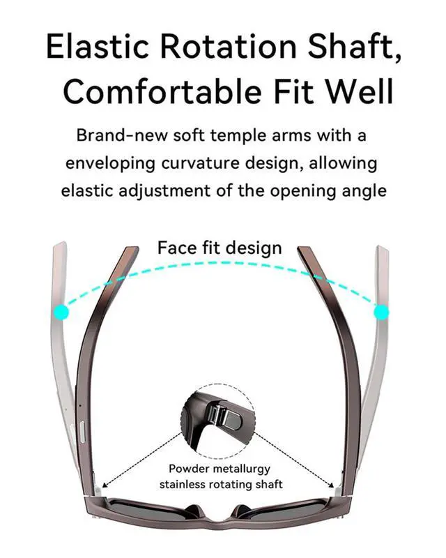 Alt view image 7 of 7 - AI Smart Glasses with Camera,8MP Photo Camera Sunglasses,1080P Video Recording Glasses with Dual Mic Noise Cancellation,Bluetooth,Real-Time Translation,for Men Women(Sunglass Lenses)