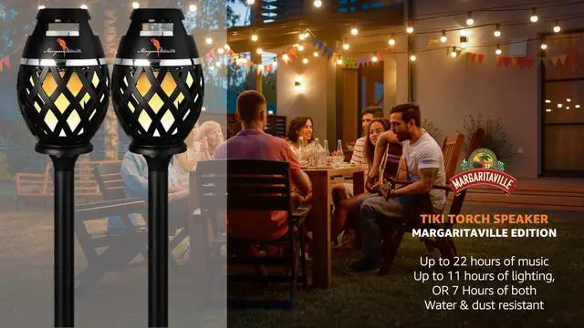 Alt view image 2 of 7 - Margaritaville Tiki Torch - Waterproof Bluetooth Speaker, Portable Party Speaker with Flickering LED Lights, Perfect for Travel, Parties, Yards, and Pools (2 Pack)