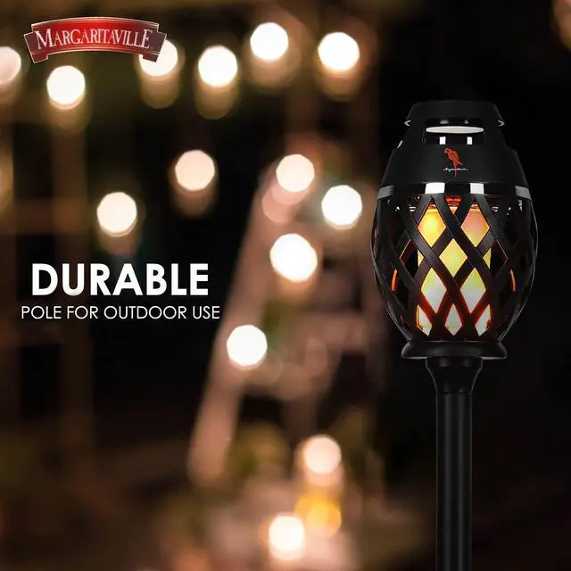 Alt view image 3 of 7 - Margaritaville Tiki Torch - Waterproof Bluetooth Speaker, Portable Party Speaker with Flickering LED Lights, Perfect for Travel, Parties, Yards, and Pools (2 Pack)