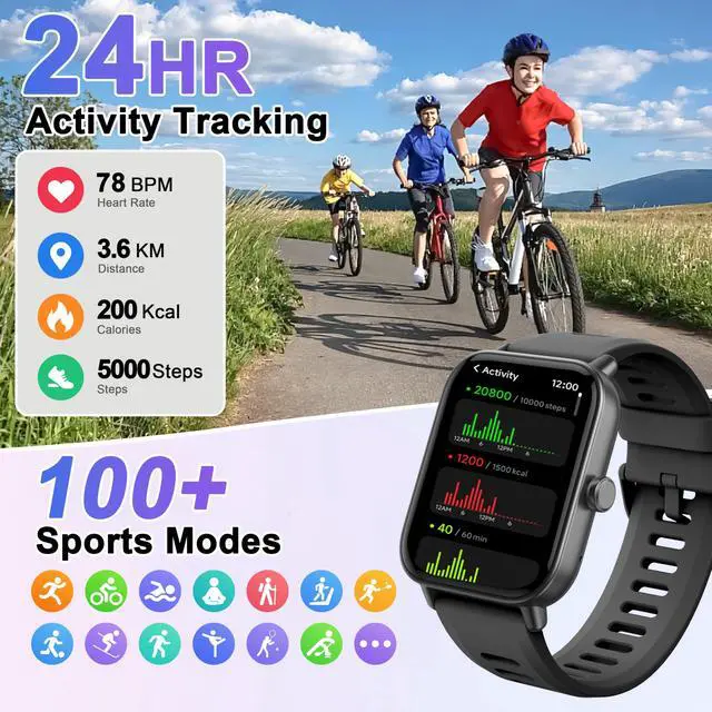 Alt view image 3 of 7 - Kids Smart Watch, Kids Watch No Phone Needed Heart Rate & Sleep Tracker, Stress & SpO2 Monitor, 1.8" Fitness Tracker Step Counter, Alarm Clock, Games, Swimming Watch for Boys Girls Teens Aged 5+