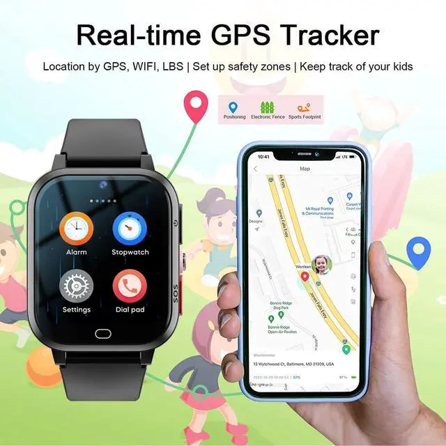 Alt view image 2 of 7 - 4G Kids Smart Watch GPS Tracker Smartwatch with Whatsapp Line TikTok | FaceBook 1.69Big Screen Real-time Tracker Pedometer Video Phone Call and Text Voice Chat SOS Alarm Message Class Mode Camera