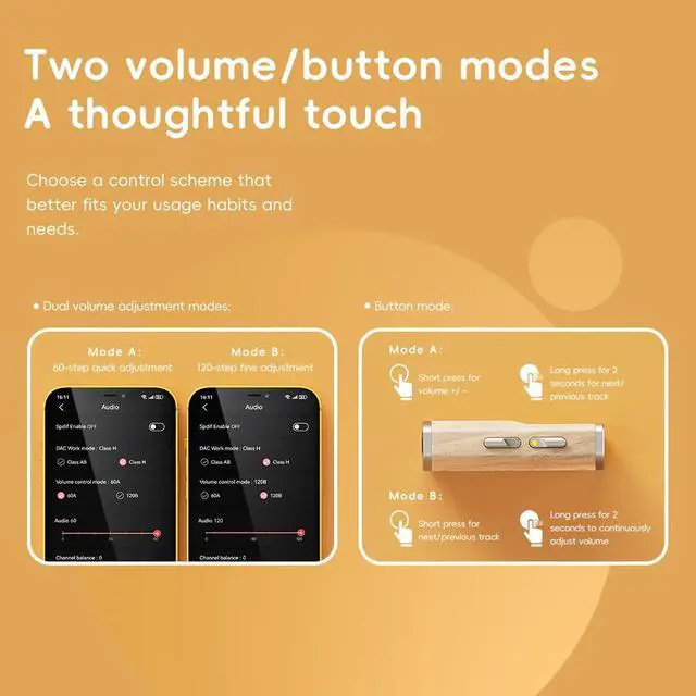 Alt view image 7 of 7 - /Snowsky Melody Headphone Amplifier Portable DAC with 4.4mm and 3.5mm Headphones Outputs Support DSD256, 10-Band PEQ for Android/iOS/Mac/Windows (Walnut)