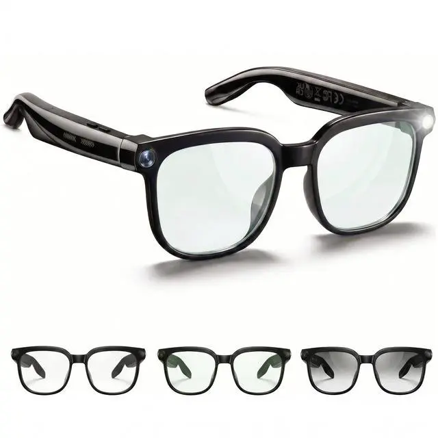 Main image of AI Smart Glasses with Camera and Audio, 4K HD Video Recording Glasses, 8MP Camera Glasses for Men Women, AI Voice, Real-Time Translation, Photochromic Lenses, IP65 Waterproof for Travel & Meetings