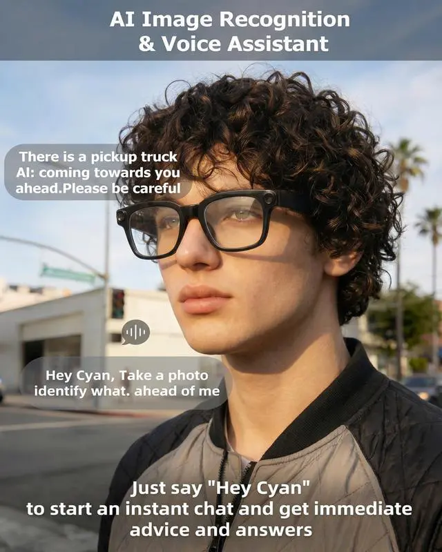 Alt view image 5 of 7 - AI Smart Glasses with Camera and Audio, 4K HD Video Recording Glasses, 8MP Camera Glasses for Men Women, AI Voice, Real-Time Translation, Photochromic Lenses, IP65 Waterproof for Travel & Meetings