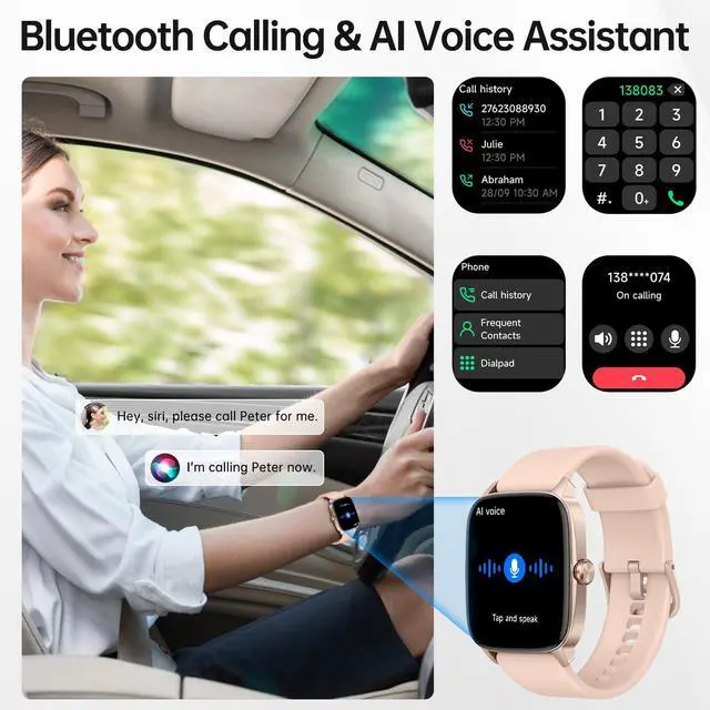 Alt view image 2 of 7 - Smart Watches for Women Men with Bluetooth Call & AI Voice, 1.85" HD Fitness Tracker with Heart Rate SpO2 Sleep Monitor, 100+ Sports Modes,Mini Games, IP68 Waterproof Smartwatch for Android iOS Phones