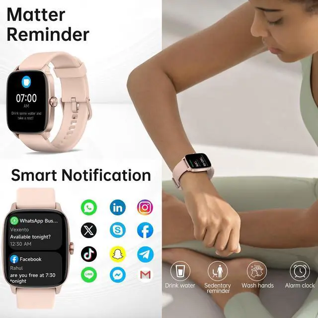 Alt view image 3 of 7 - Smart Watches for Women Men with Bluetooth Call & AI Voice, 1.85" HD Fitness Tracker with Heart Rate SpO2 Sleep Monitor, 100+ Sports Modes,Mini Games, IP68 Waterproof Smartwatch for Android iOS Phones