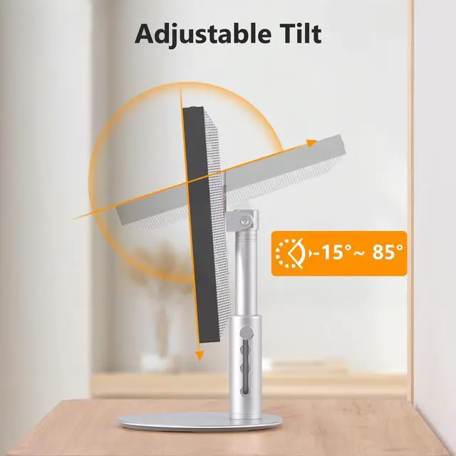 Alt view image 3 of 7 - Rotating Stand for Echo Show 15/21, 4-Level Height, Adjustable Tilt | 360° Swivel Base, Aluminum Alloy, 4 Height Positions, Adjustable Tilt, Easy Installation, Silver