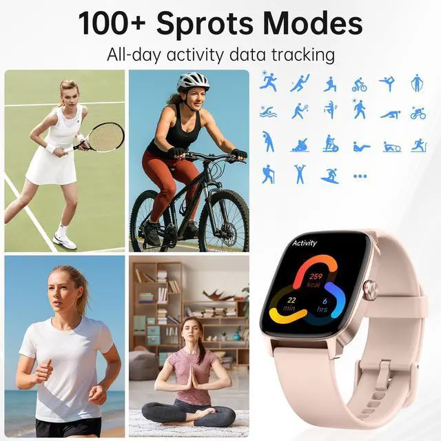 Alt view image 6 of 7 - Smart Watches for Women Men with Bluetooth Call & AI Voice, 1.85" HD Fitness Tracker with Heart Rate SpO2 Sleep Monitor, 100+ Sports Modes,Mini Games, IP68 Waterproof Smartwatch for Android iOS Phones