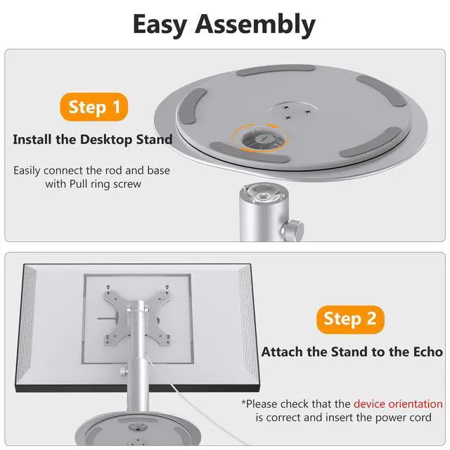 Alt view image 7 of 7 - Rotating Stand for Echo Show 15/21, 4-Level Height, Adjustable Tilt | 360° Swivel Base, Aluminum Alloy, 4 Height Positions, Adjustable Tilt, Easy Installation, Silver