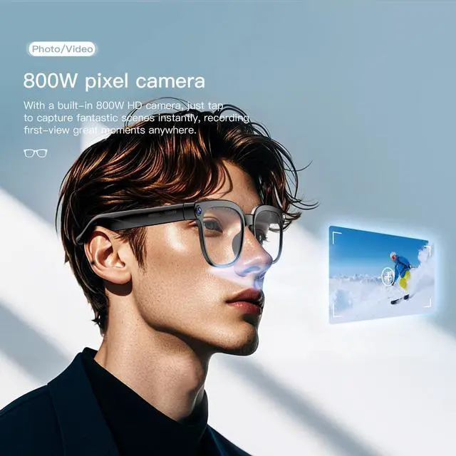 Alt view image 2 of 7 - Smart Glasses with Camera, 4K HD Video & Photo Capture Recording Glasses with Audio, AI ChatGPT Assistant, Real-Time Translation Bluetooth Camera Sunglasses, Voice Control Smart Glasses for Men Women