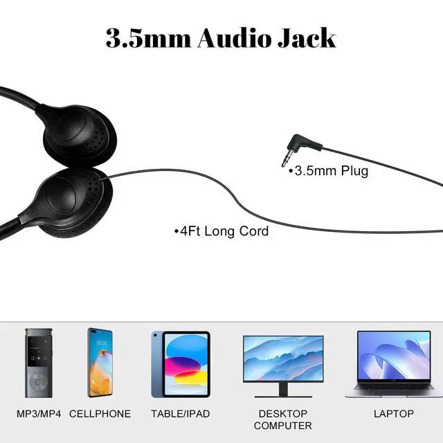 Alt view image 4 of 7 - 30 Pack Class Set Headphones for Kids Students School Classroom Bulk Earphones Adjustable with 3.5 mm Jack for Library Children Adults(006 Black)