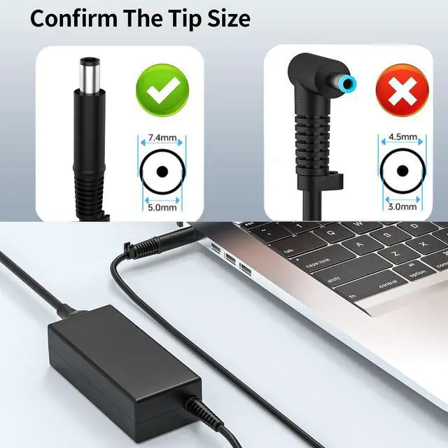 Alt view image 3 of 7 - 90W 19V 4.74A AC Charger Compatible with HP 22-c0073w 22-df0003w All-in-One Desktop 609940-001 Laptop Power Supply Adapter (7.4mm×5.0mm)