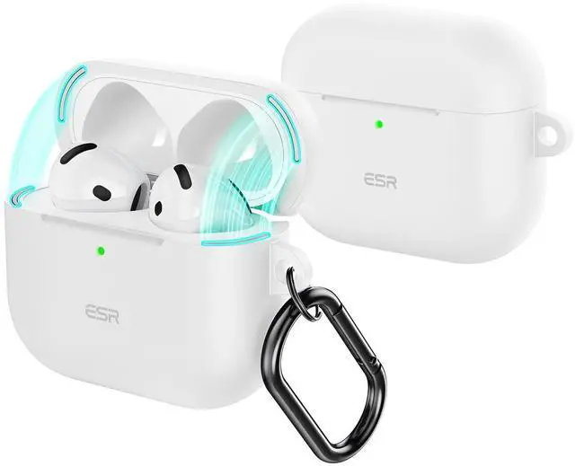 Main image of for AirPods 4 Case, Compatible with Apple AirPods 4 Case (2024) (USB-C), Magnetic Lid, Full Drop Protection Cover with Carabiner, Cloud Series, White