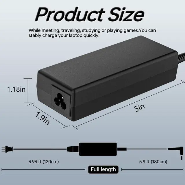 Alt view image 7 of 7 - 90W 19V 4.74A AC Charger Compatible with HP 22-c0073w 22-df0003w All-in-One Desktop 609940-001 Laptop Power Supply Adapter (7.4mm×5.0mm)