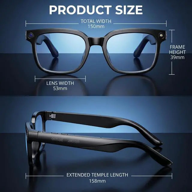 Alt view image 6 of 6 - AI Smart Glasses with Camera, 4K HD Video Audio Recording, 164+ Languages Real-Time Translation Bluetooth Sunglasses, AI Voice Assistant, Photochromic LensesVoice Control Smart Glasses for Men Women