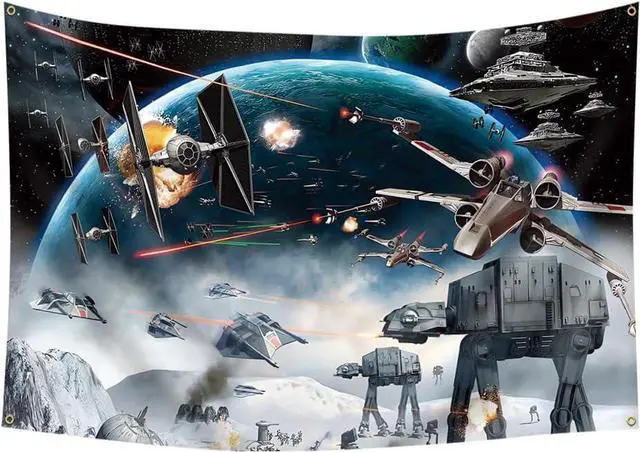 Main image of 4x6FT Outer Space Galaxy Wars Kids Birthday Decorations Banner Tapestry Photo Backgrounds Party Supplies Black Stars Science Fiction Polyester Backdrop 4 Gromments Heavy Duty, Durable 150D