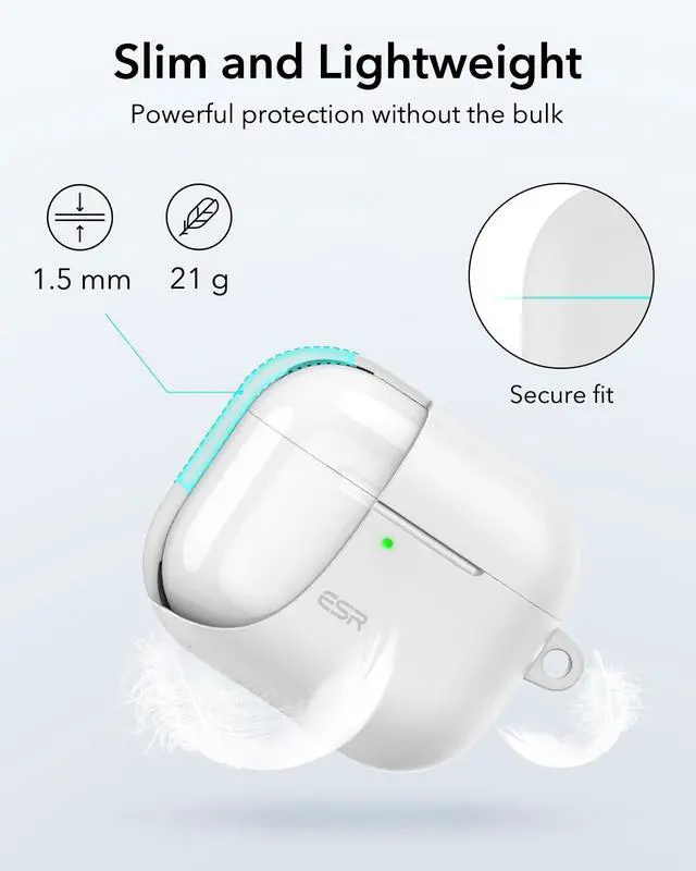 Alt view image 5 of 7 - for AirPods 4 Case, Compatible with Apple AirPods 4 Case (2024) (USB-C), Magnetic Lid, Full Drop Protection Cover with Carabiner, Cloud Series, White