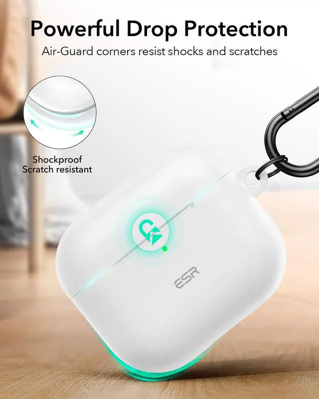 Alt view image 6 of 7 - for AirPods 4 Case, Compatible with Apple AirPods 4 Case (2024) (USB-C), Magnetic Lid, Full Drop Protection Cover with Carabiner, Cloud Series, White