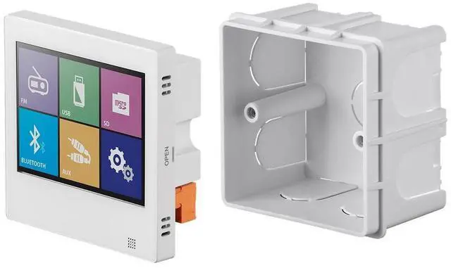 Main image of Wall Mount Music Amplifier - 40 Watts, with Touch Screen Bluetooth 4.1, Line Level Aux, FM Radio, and Wireless IR Remote - Commercial Audio
