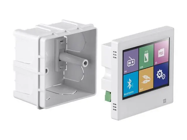Alt view image 2 of 6 - Wall Mount Music Amplifier - 40 Watts, with Touch Screen Bluetooth 4.1, Line Level Aux, FM Radio, and Wireless IR Remote - Commercial Audio