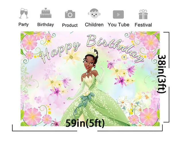 Alt view image 2 of 3 - Princess Tiana Backdrop for Birthday Party Supplies Purple Photo Backgrounds Princess and The Frog Birthday Theme Baby Shower Banner 59x38in