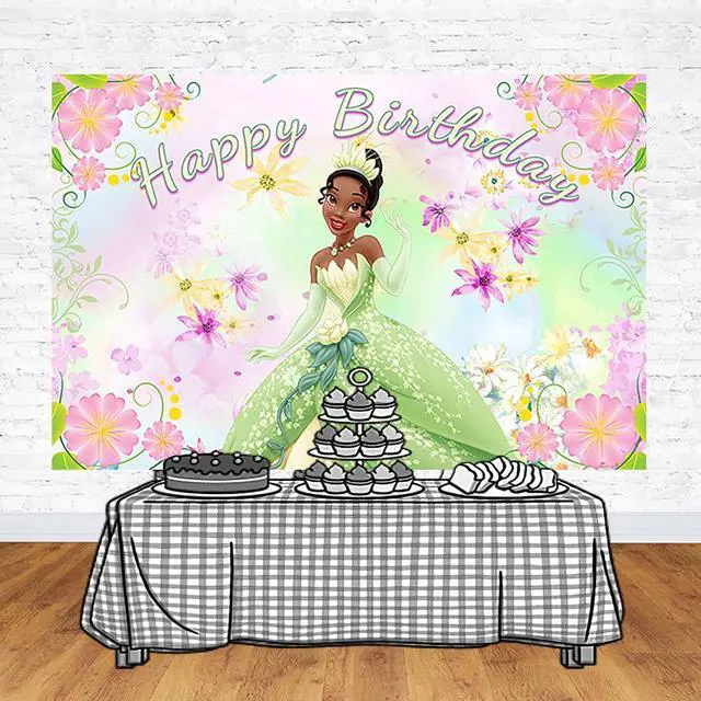 Alt view image 3 of 3 - Princess Tiana Backdrop for Birthday Party Supplies Purple Photo Backgrounds Princess and The Frog Birthday Theme Baby Shower Banner 59x38in