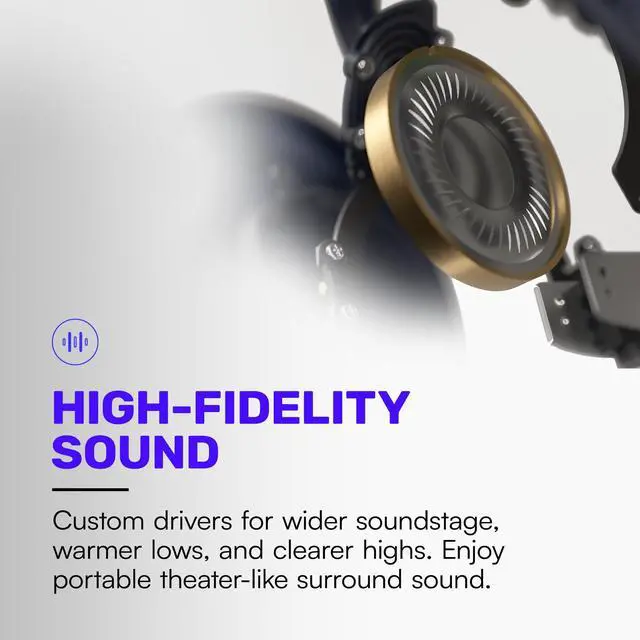 Alt view image 5 of 7 - Pro Bluetooth Headphones - Premium Over The Ear Headphones, Hybrid Active Noise Cancelling Wireless Headphones + Awareness Mode, Bluetooth Headset with Mic, 60 Hours of Battery Life (Black)