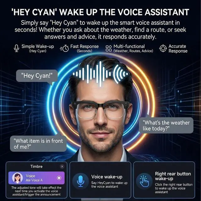 Alt view image 3 of 7 - AI Smart Glasses with Camera 1080P POV Video Recording Photochromic | Real-time audio translation & open-ear Bluetooth music call