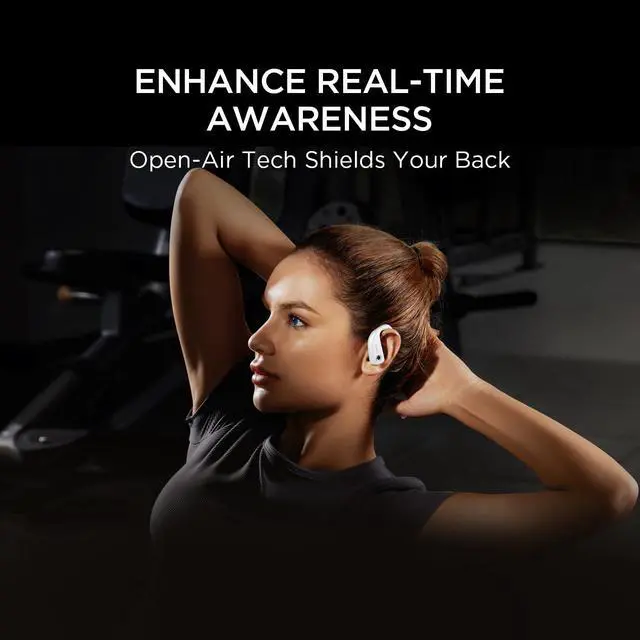 Alt view image 5 of 7 - Fit Open Earbuds S50, Open Ear Wireless Headphones Bluetooth 5.3 with 4 Microphone, Earbuds with Earhooks for Sports Running, IPX7, Fast Charging, 38H-Playtime, Preset EQ Via App, White