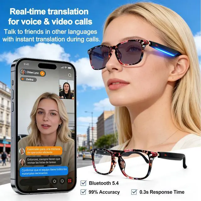 Alt view image 2 of 7 - 164-Language AI Smart Glasses: The Ultimate Bluetooth Audio Eyewear | Photochromic lenses,170mAh power, instant AI translate for all-day life