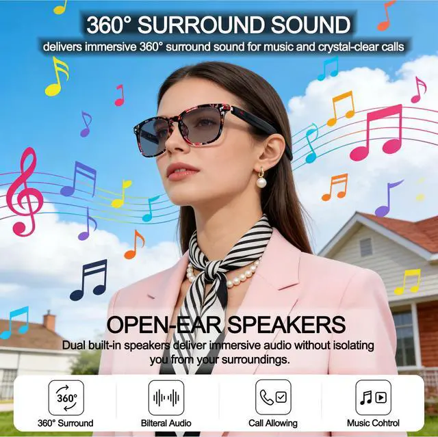 Alt view image 5 of 7 - 164-Language AI Smart Glasses: The Ultimate Bluetooth Audio Eyewear | Photochromic lenses,170mAh power, instant AI translate for all-day life