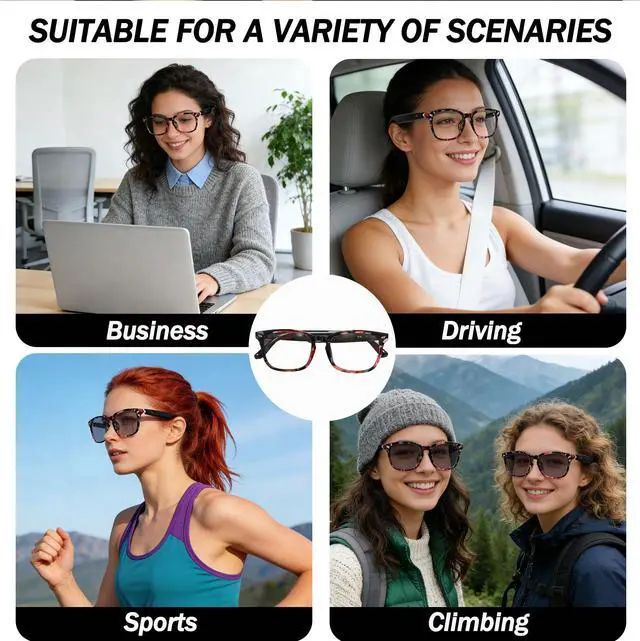 Alt view image 6 of 7 - 164-Language AI Smart Glasses: The Ultimate Bluetooth Audio Eyewear | Photochromic lenses,170mAh power, instant AI translate for all-day life