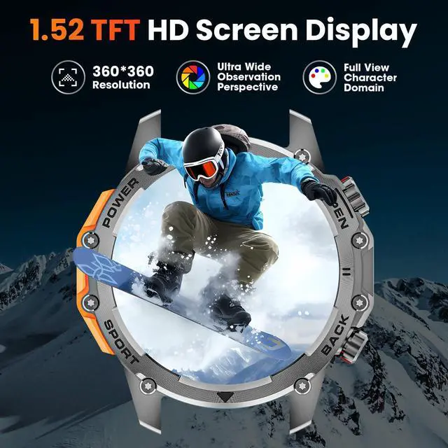 Alt view image 4 of 7 - Smart Watches for Men (Call/Notification),1.52''HD Military Smart Watch with Heart Rate/Sleep Monitor/Pedometer for Android and iOS,DIY Design Fitness Tracker,1 Pack with 2-Piece Look Set