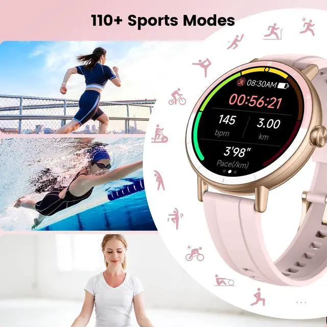 Alt view image 3 of 6 - Smart Watches for Women, 1.27" HD Fitness Tracker with Bluetooth Calls(Answer&Make) IP68 Waterproof Smartwatch Compatible IOS/Android, 100+ Sport Modes Watch with Heart Rate/Sleep Monitor Pedometer