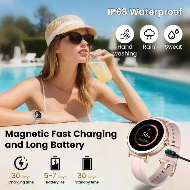 Alt view image 6 of 6 - Smart Watches for Women, 1.27" HD Fitness Tracker with Bluetooth Calls(Answer&Make) IP68 Waterproof Smartwatch Compatible IOS/Android, 100+ Sport Modes Watch with Heart Rate/Sleep Monitor Pedometer