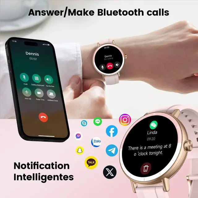 Alt view image 5 of 6 - Smart Watches for Women, 1.27" HD Fitness Tracker with Bluetooth Calls(Answer&Make) IP68 Waterproof Smartwatch Compatible IOS/Android, 100+ Sport Modes Watch with Heart Rate/Sleep Monitor Pedometer