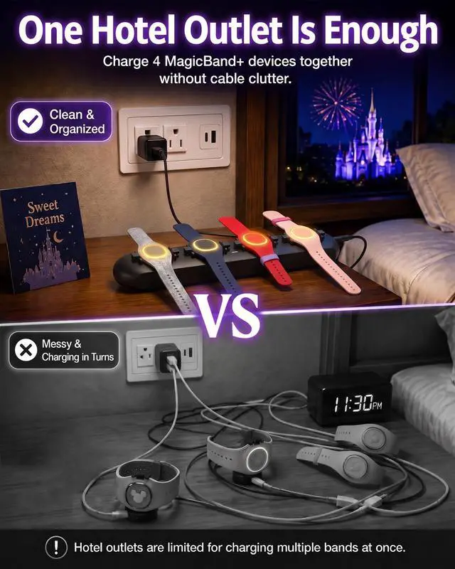 Alt view image 3 of 7 - Magic Band+Charging Station for Disney Magic Band Plus, Charges 4 Bands | 90-Min Full Charge, No More Taking Turns To Charge, Portable USB-C Magic Band+ Charging Dock, for Disneyland Trip Essentials