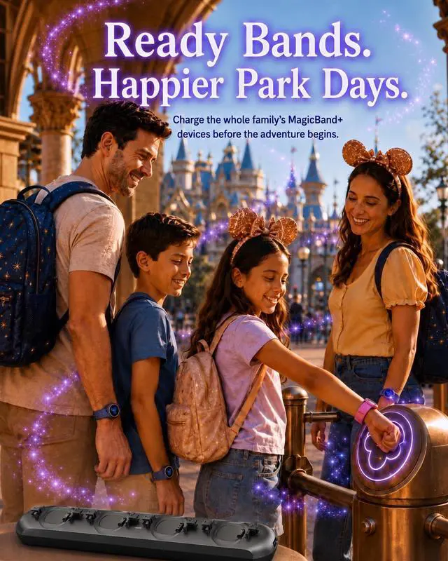 Alt view image 6 of 7 - Magic Band+Charging Station for Disney Magic Band Plus, Charges 4 Bands | 90-Min Full Charge, No More Taking Turns To Charge, Portable USB-C Magic Band+ Charging Dock, for Disneyland Trip Essentials