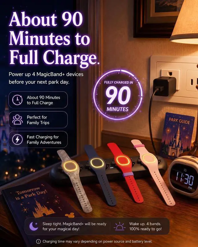 Alt view image 5 of 7 - Magic Band+Charging Station for Disney Magic Band Plus, Charges 4 Bands | 90-Min Full Charge, No More Taking Turns To Charge, Portable USB-C Magic Band+ Charging Dock, for Disneyland Trip Essentials