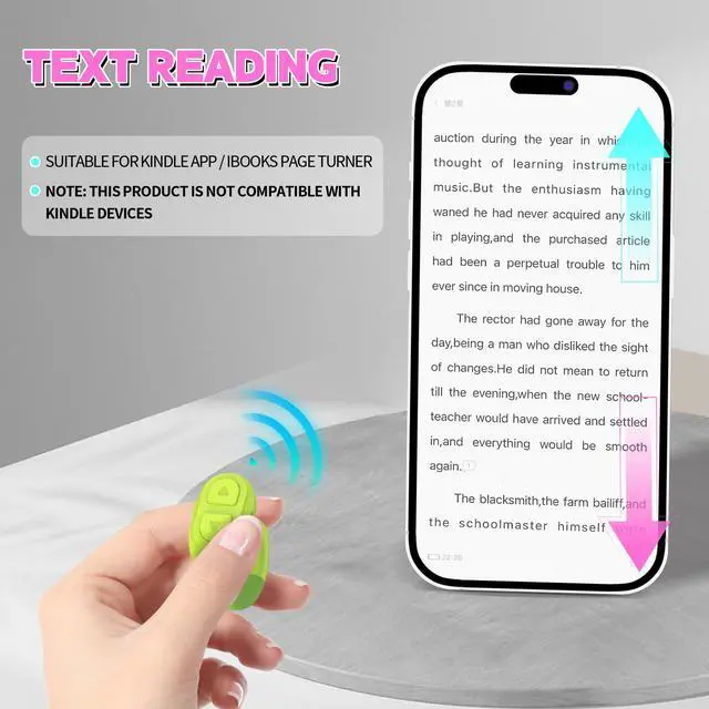 Alt view image 3 of 7 - TikTok Scrolling Ring Remote, Bluetooth Page Turner for iPhone/Android/iPad, HandsFree Scroll/Like/Next/Volume Control, Rechargeable USBC, Includes Phone Stand