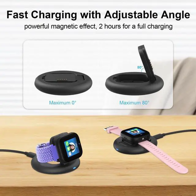 Alt view image 3 of 7 - Foldable Magnetic Charging Dock Compatible for Sync UP Kids Watch 2 Charger | Portable & Safe Charger with 3.3 FT C Cable for TMobile Sync UP Kids Watch 2, Replacement Charging Stand(Not for SyncUP 1)