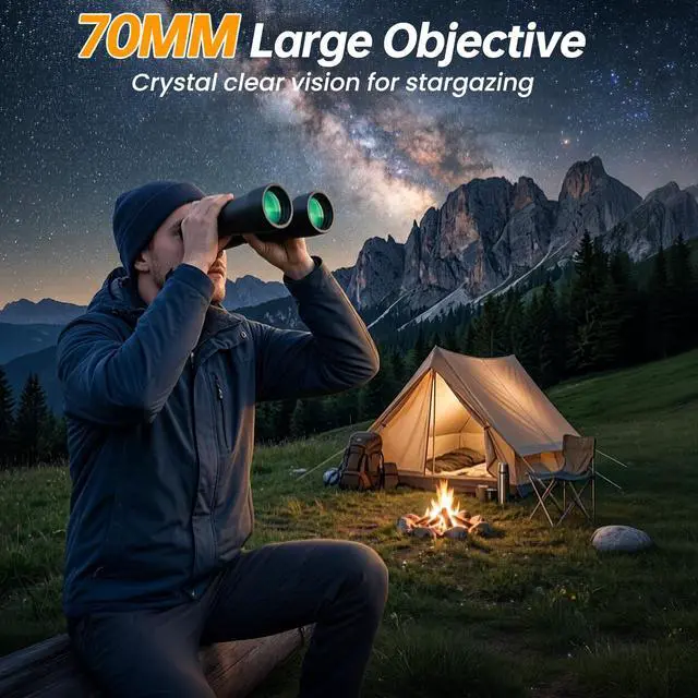Alt view image 4 of 7 - 20x70 Binoculars for Adults with 70mm Large Objective Lens | High Powered, Enhanced Low-Light Performance, BAK4 Prism FMC HD Optics, Bird Watching, Cruise Ships, Hunting