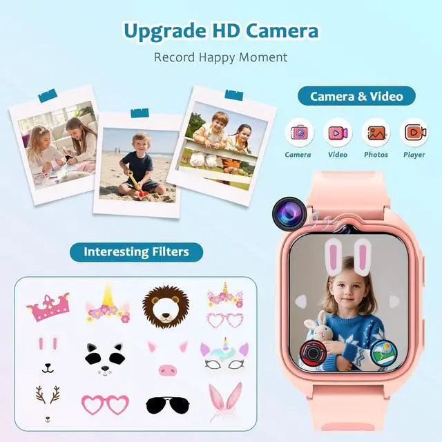 Alt view image 3 of 7 - Kids Smart Watch with 32 Puzzle Games, HD Camera & Video Recording, 1.75" Touch Screen, Flashlight,Music Player, Pedometer, Alarm Clock,Stopwatch,Kids Watch for Boys Ages 4-12