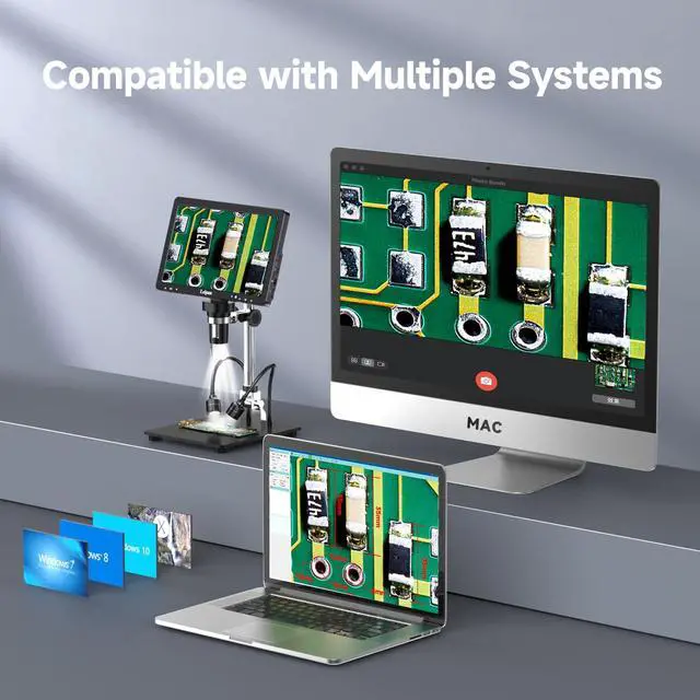 Alt view image 4 of 7 - DM12 Digital Soldering Microscope 2000X, 10.1" Coin Microscope, HDMI