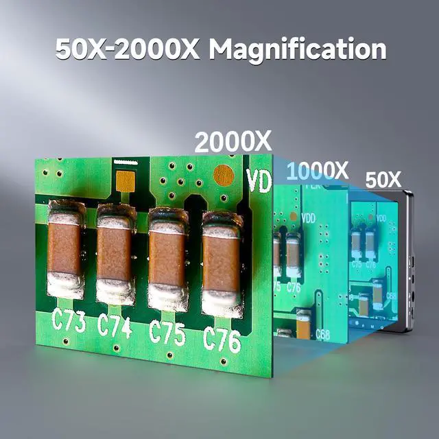 Alt view image 7 of 7 - DM12 Digital Soldering Microscope 2000X, 10.1" Coin Microscope, HDMI