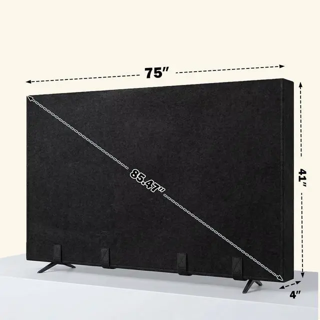 Alt view image 2 of 7 - TV moving box 75 inch,TV Cover for Moving Dust Anti-Scratch, Fits 70-75 inch TV Screen Protector with Bottom Strap, Heavy Duty Felt Material for Moving, Home Renovation, Pet Scratch Protection Black