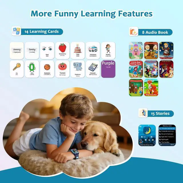 Alt view image 6 of 7 - Kids Smart Watch with 32 Puzzle Games, HD Camera & Video Recording, 1.75" Touch Screen, Flashlight,Music Player, Pedometer, Alarm Clock,Stopwatch,Kids Watch for Boys Ages 4-12