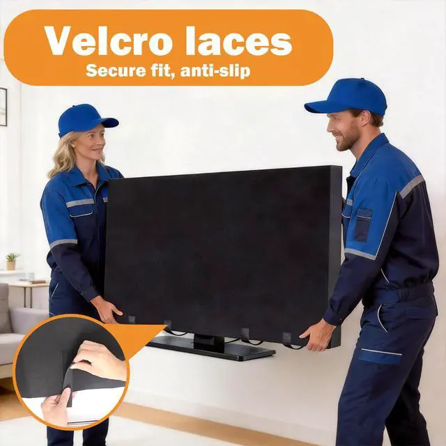 Alt view image 5 of 7 - TV moving box 75 inch,TV Cover for Moving Dust Anti-Scratch, Fits 70-75 inch TV Screen Protector with Bottom Strap, Heavy Duty Felt Material for Moving, Home Renovation, Pet Scratch Protection Black