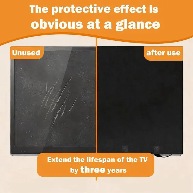 Alt view image 7 of 7 - TV moving box 75 inch,TV Cover for Moving Dust Anti-Scratch, Fits 70-75 inch TV Screen Protector with Bottom Strap, Heavy Duty Felt Material for Moving, Home Renovation, Pet Scratch Protection Black